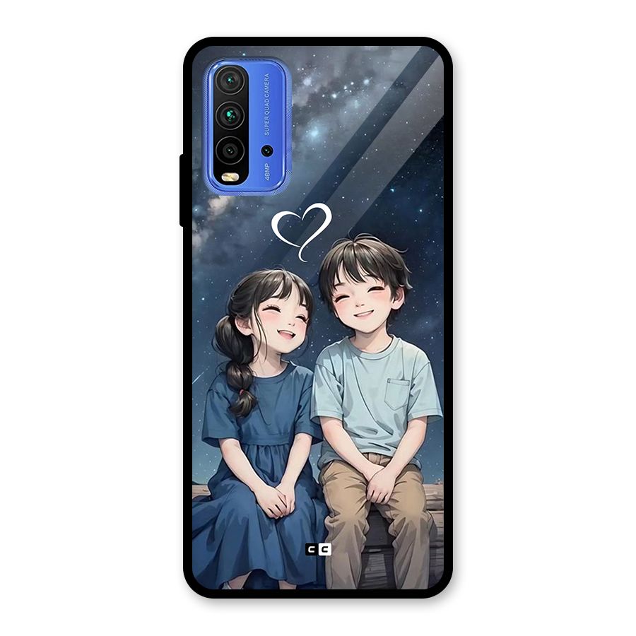 Cute Anime Teens Glass Back Case for Redmi 9 Power