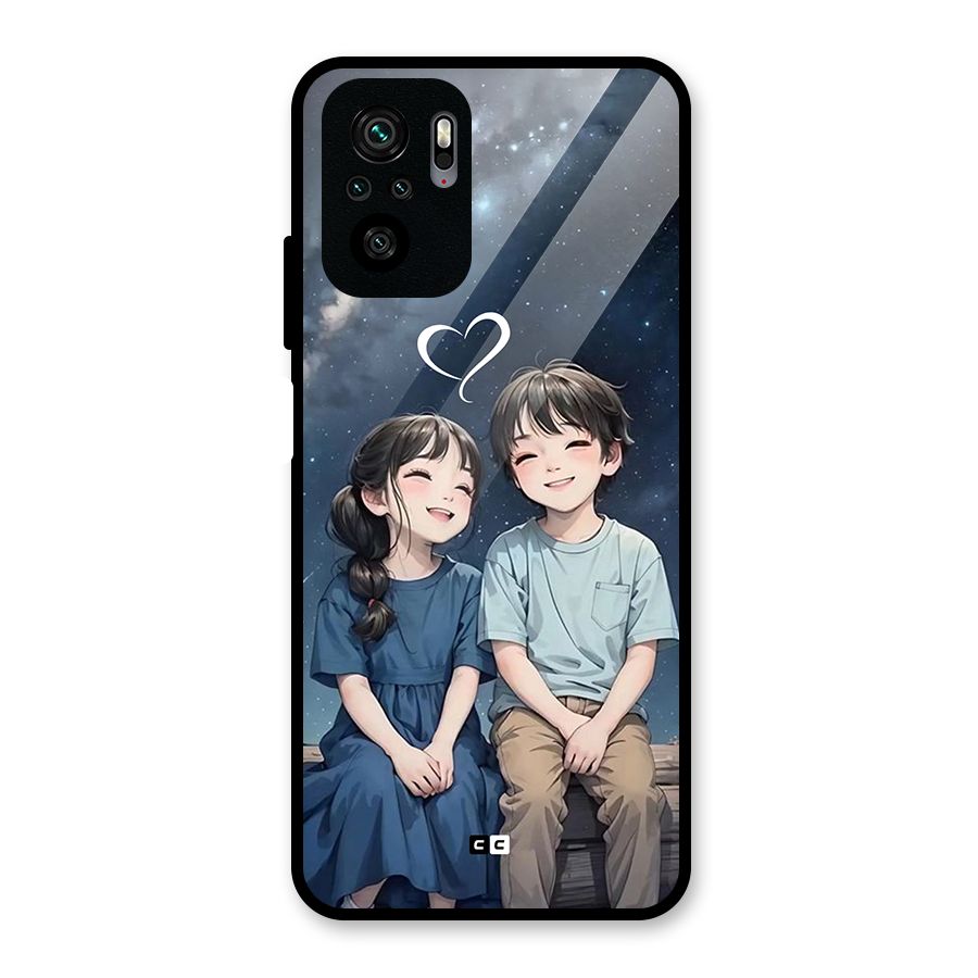 Cute Anime Teens Glass Back Case for Redmi Note 10S