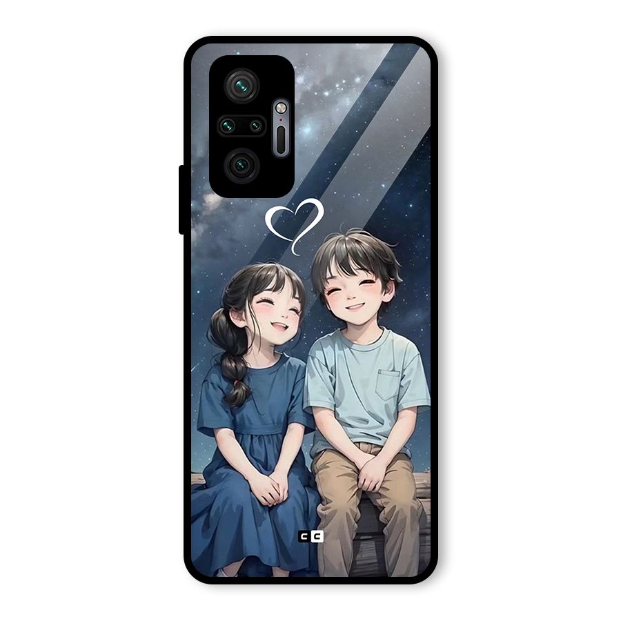 Cute Anime Teens Glass Back Case for Redmi Note 10 Pro Max
