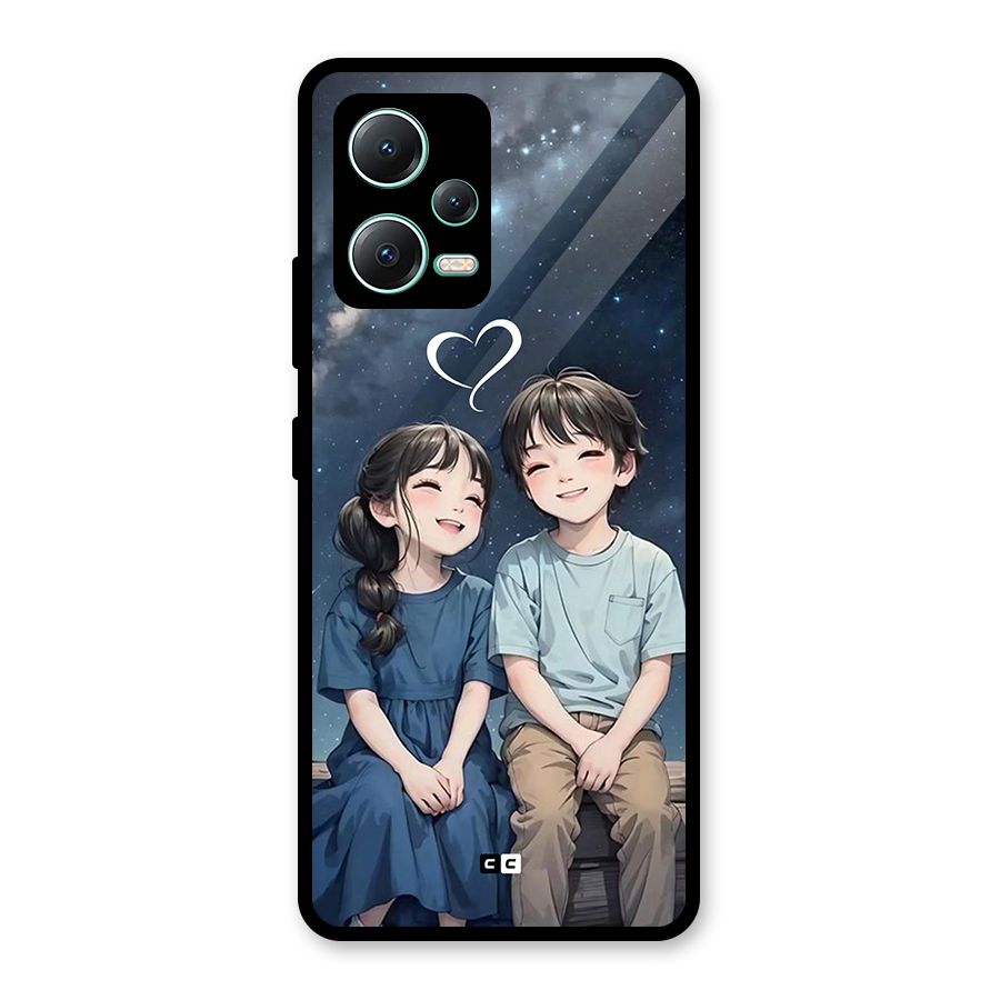 Cute Anime Teens Glass Back Case for Redmi Note 12 5G