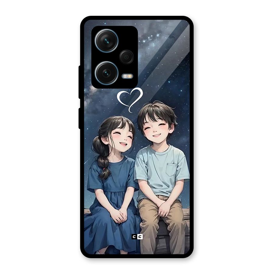 Cute Anime Teens Glass Back Case for Redmi Note 12 Pro Plus 5G