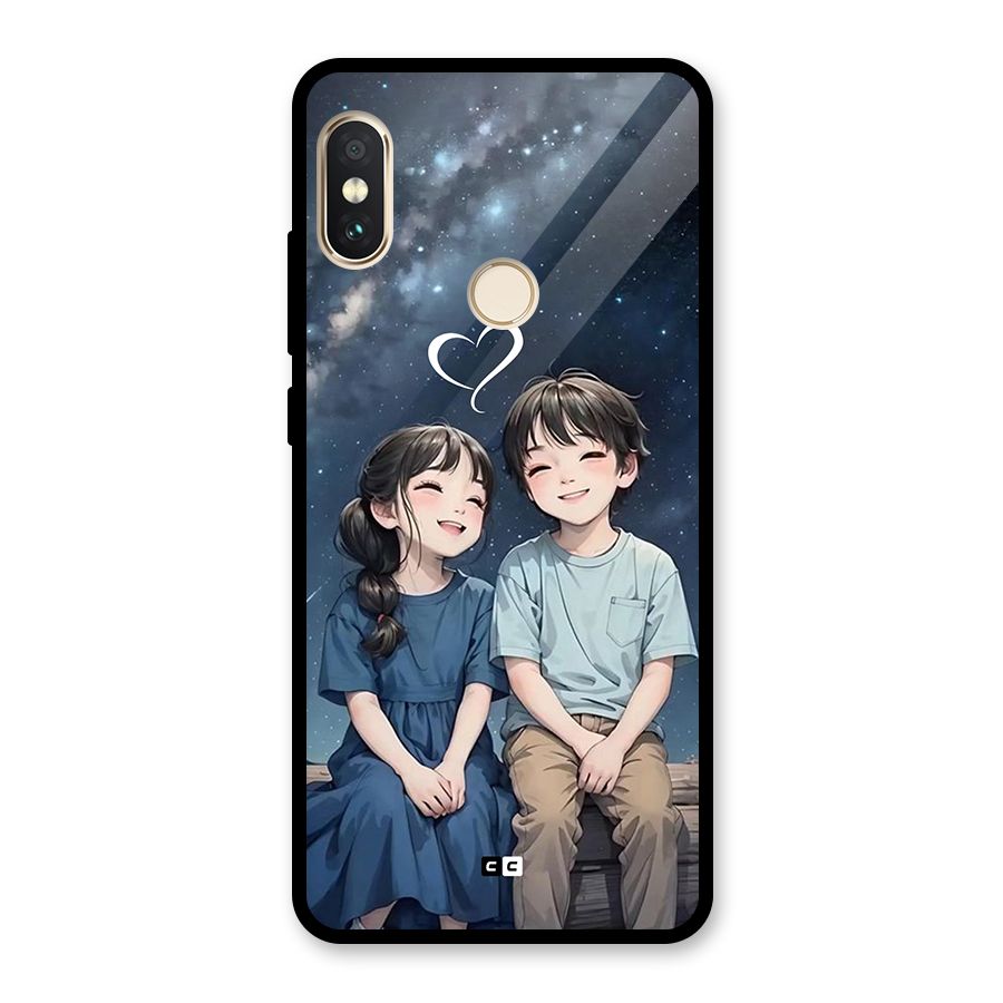 Cute Anime Teens Glass Back Case for Redmi Note 5 Pro