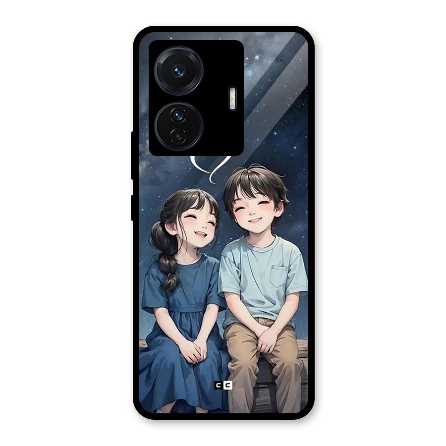 Cute Anime Teens Glass Back Case for Vivo T1 Pro
