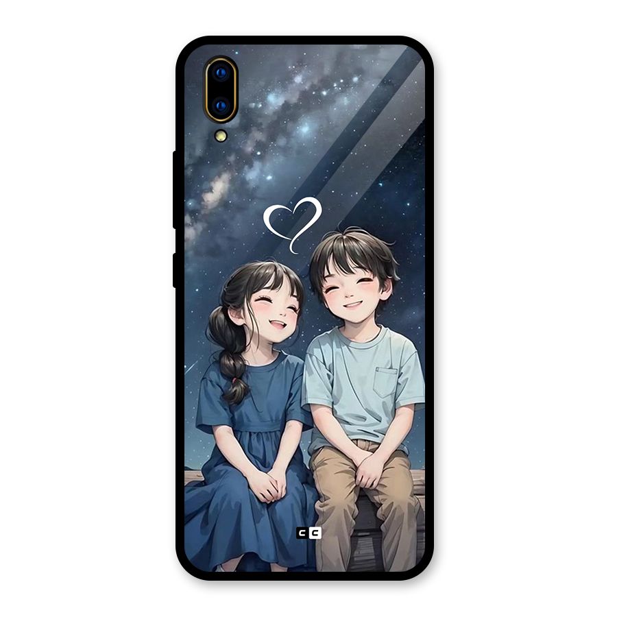 Cute Anime Teens Glass Back Case for Vivo V11 Pro