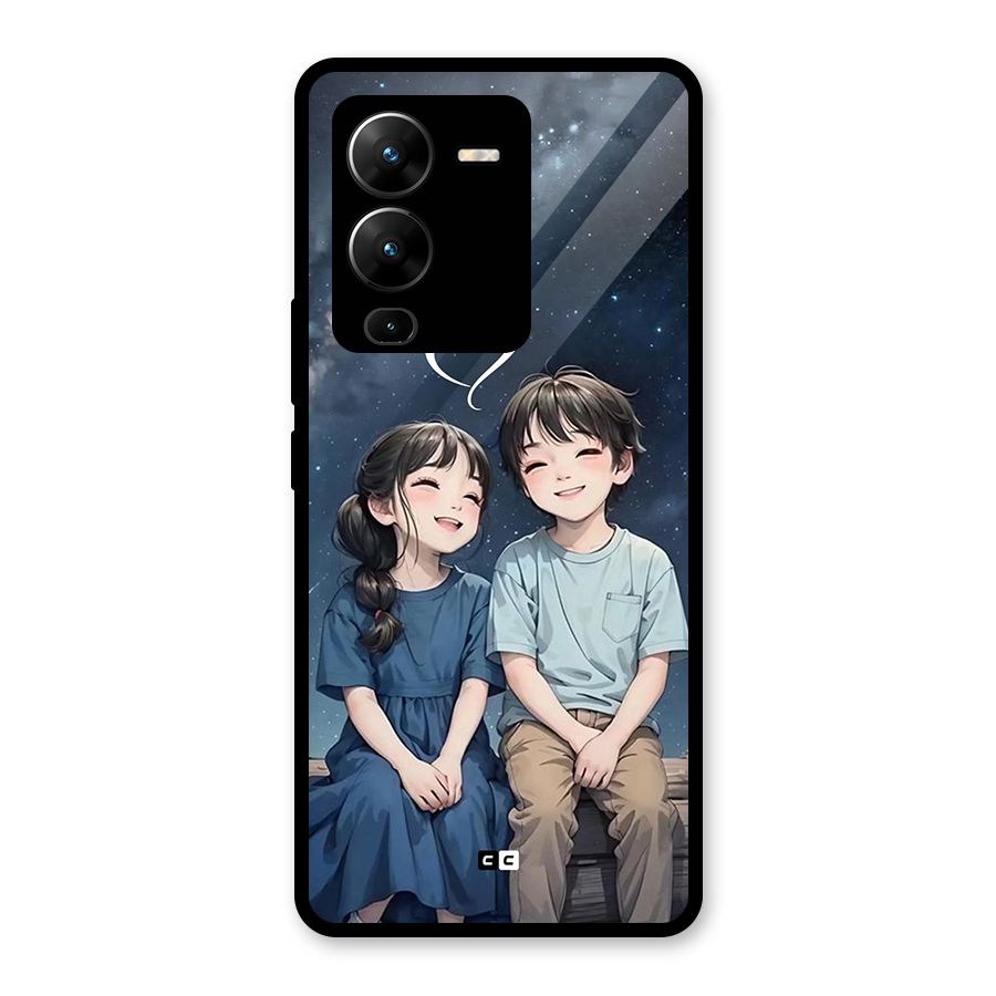 Cute Anime Teens Glass Back Case for Vivo V25 Pro