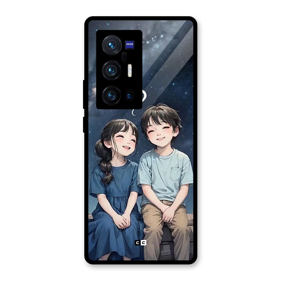 Cute Anime Teens Glass Back Case for Vivo X70 Pro Plus