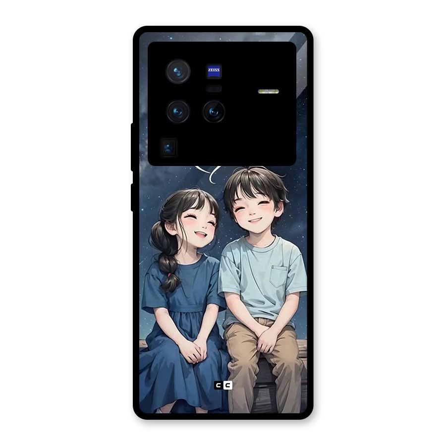Cute Anime Teens Glass Back Case for Vivo X80 Pro