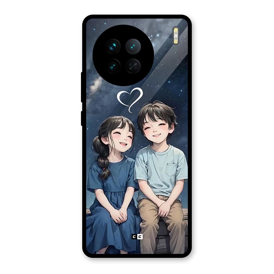 Cute Anime Teens Glass Back Case for Vivo X90