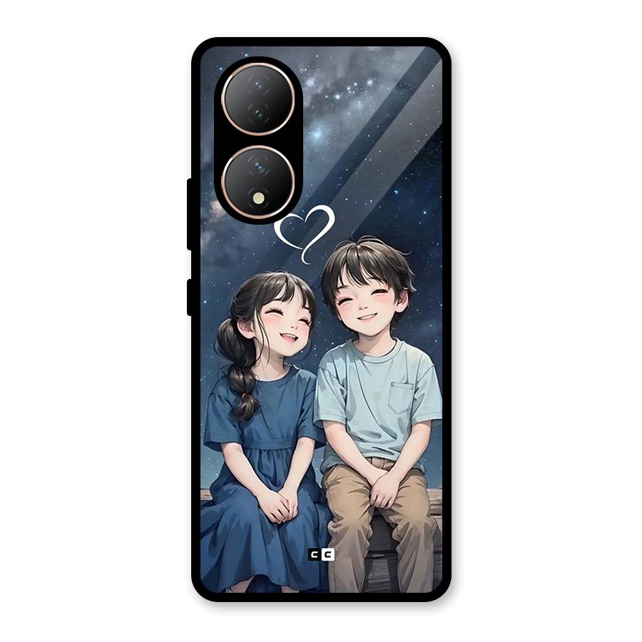 Cute Anime Teens Glass Back Case for Vivo Y100A