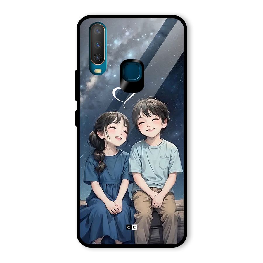 Cute Anime Teens Glass Back Case for Vivo Y17