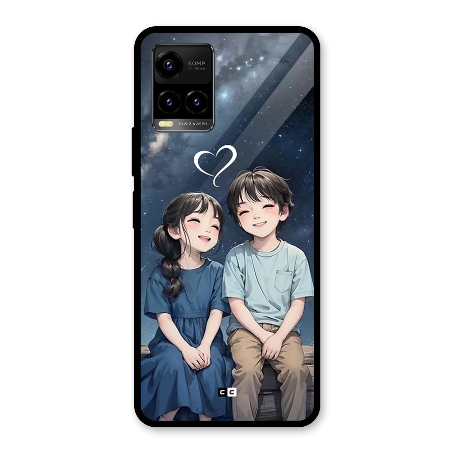 Cute Anime Teens Glass Back Case for Vivo Y21G