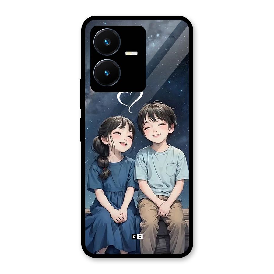 Cute Anime Teens Glass Back Case for Vivo Y22