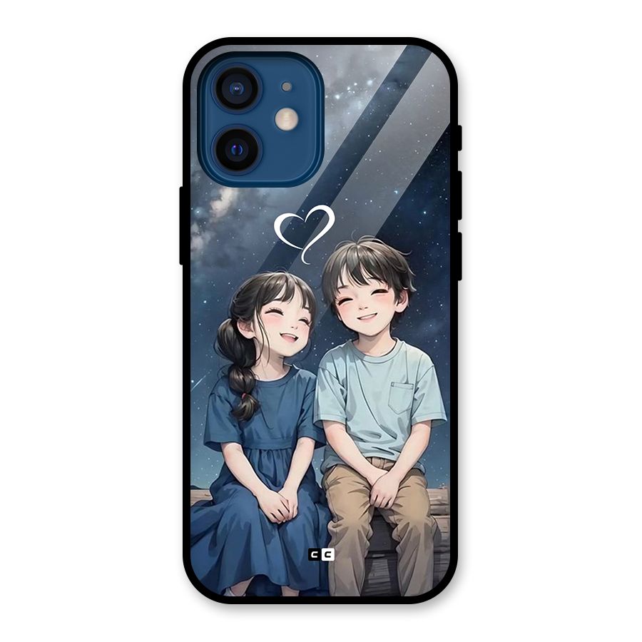 Cute Anime Teens Glass Back Case for iPhone 12 Mini