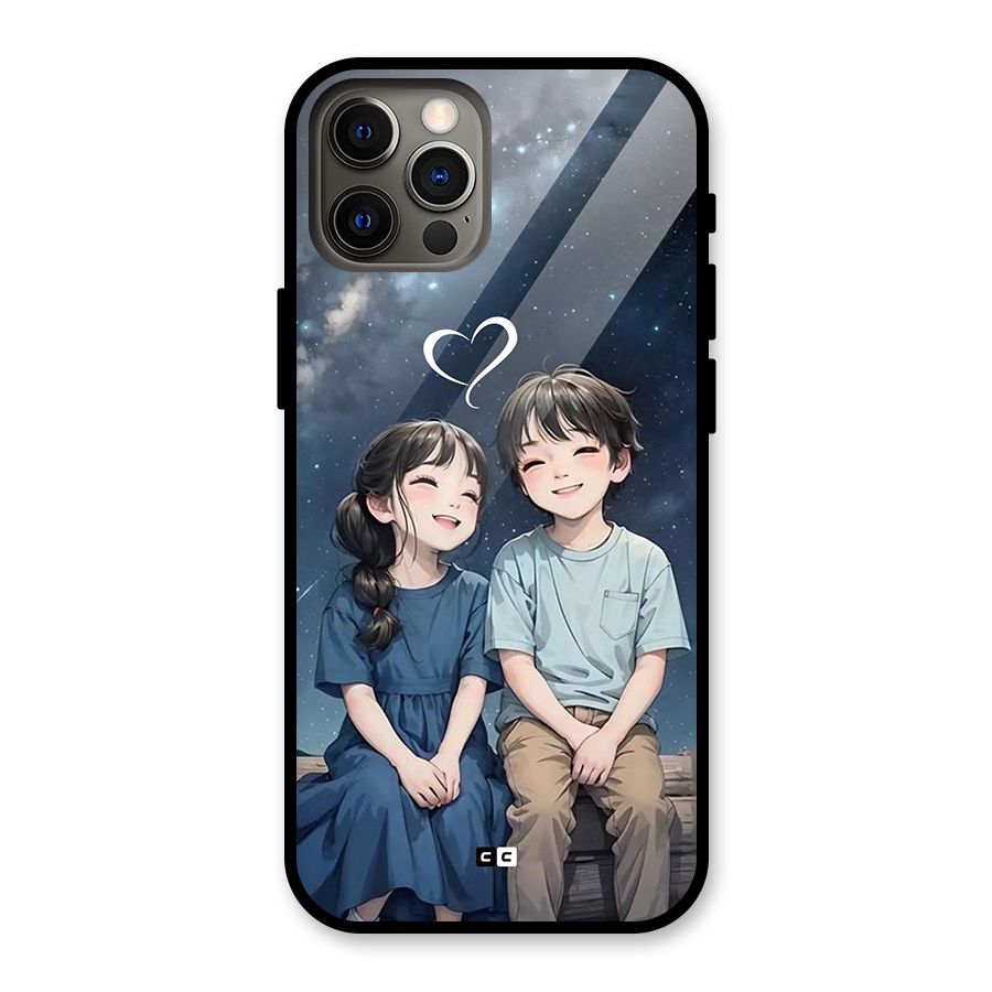 Cute Anime Teens Glass Back Case for iPhone 12 Pro