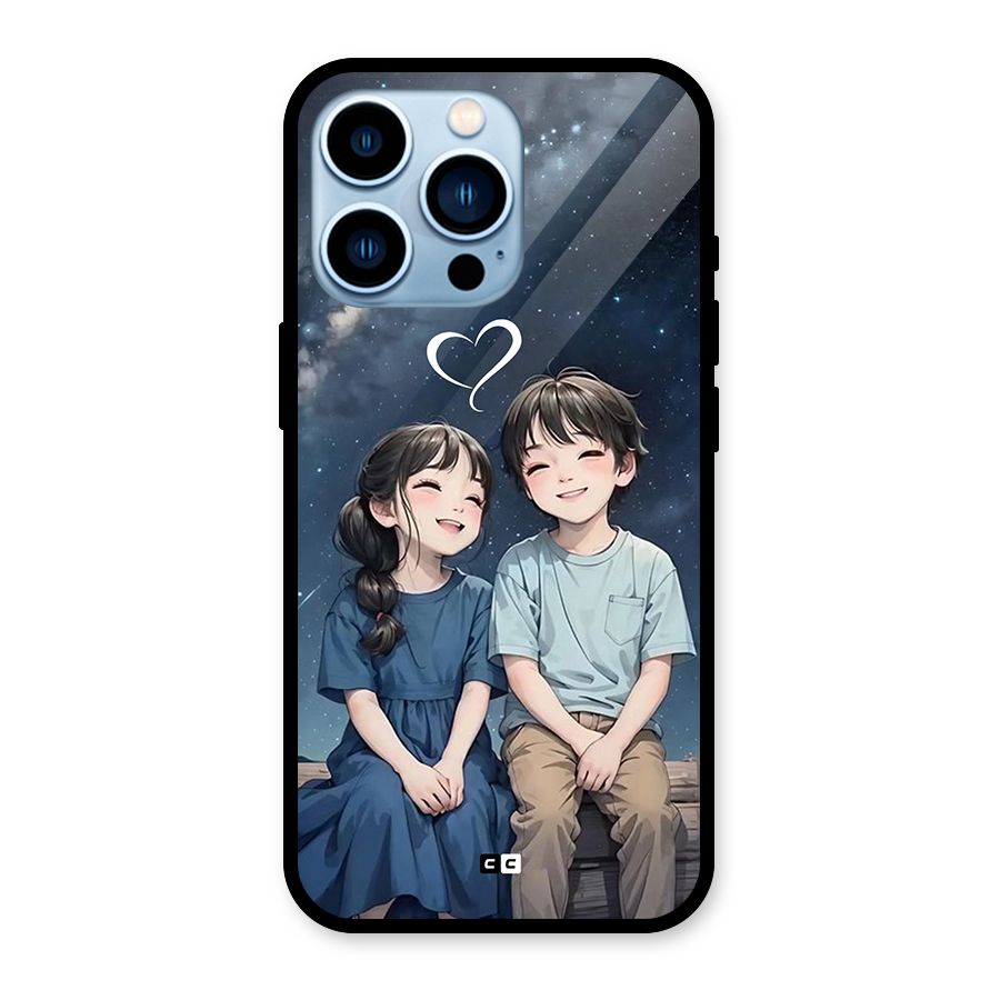 Cute Anime Teens Glass Back Case for iPhone 13 Pro