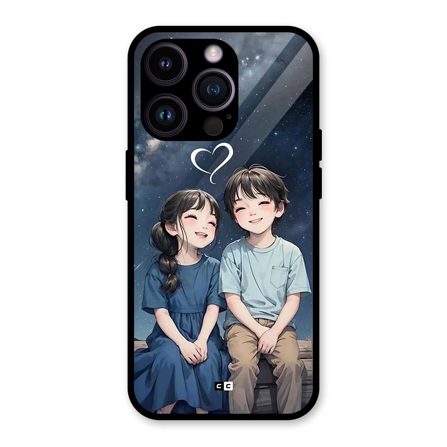 Cute Anime Teens Glass Back Case for iPhone 14 Pro
