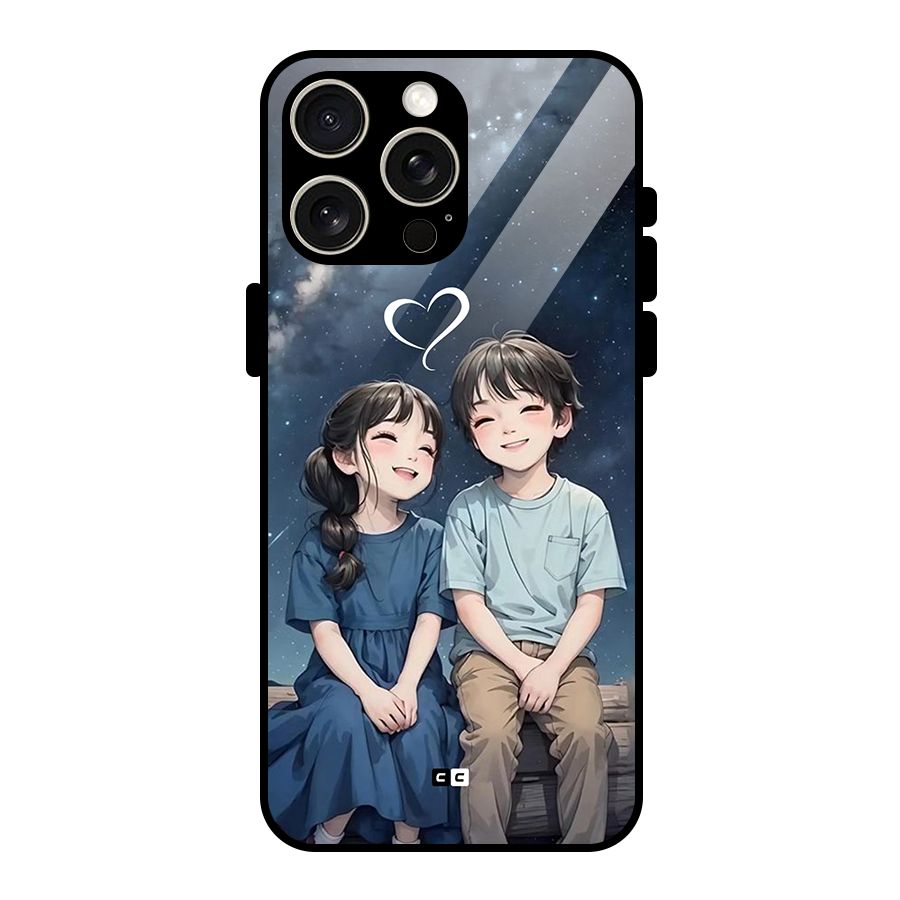 Cute Anime Teens Glass Back Case for iPhone 15 Pro Max