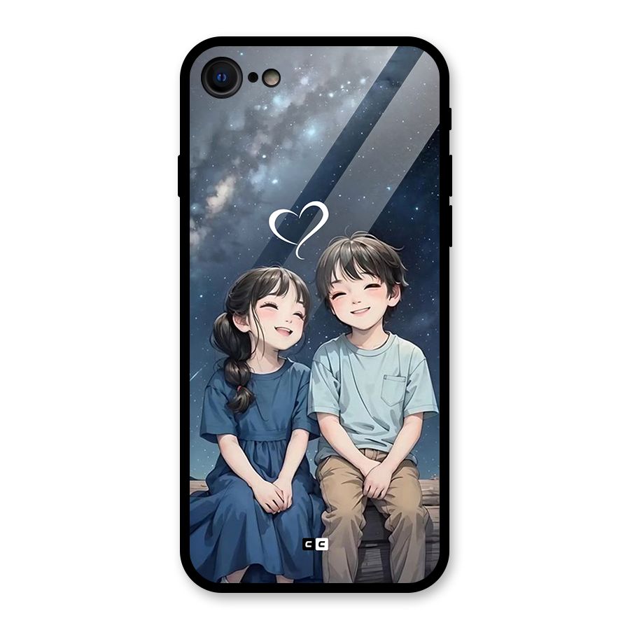 Cute Anime Teens Glass Back Case for iPhone 7