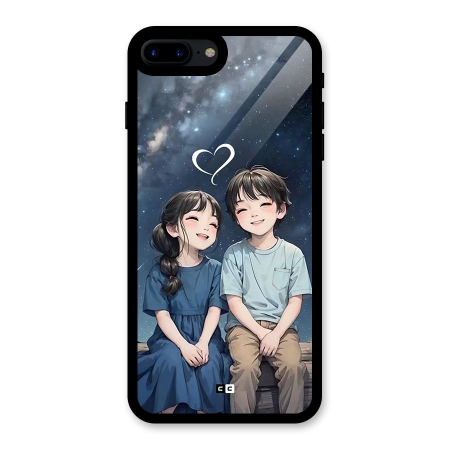 Cute Anime Teens Glass Back Case for iPhone 7 Plus