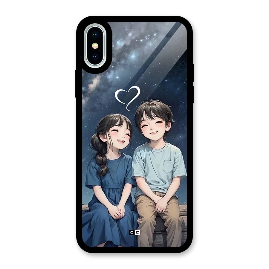 Cute Anime Teens Glass Back Case for iPhone X