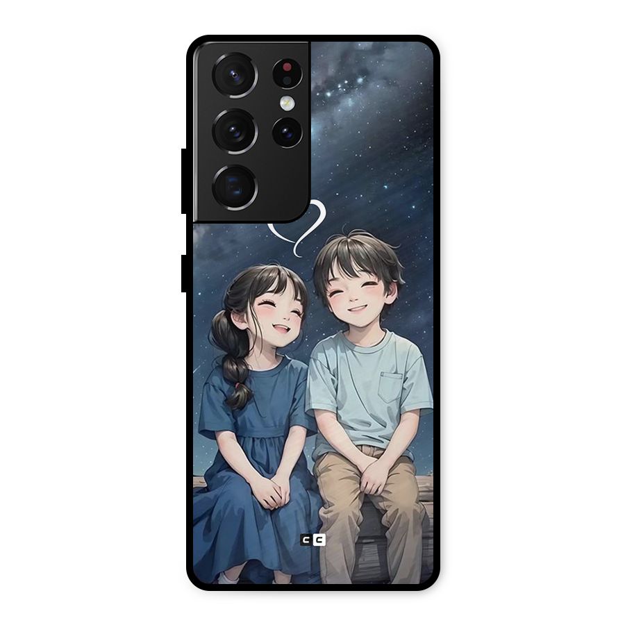 Cute Anime Teens Metal Back Case for Galaxy S21 Ultra 5G