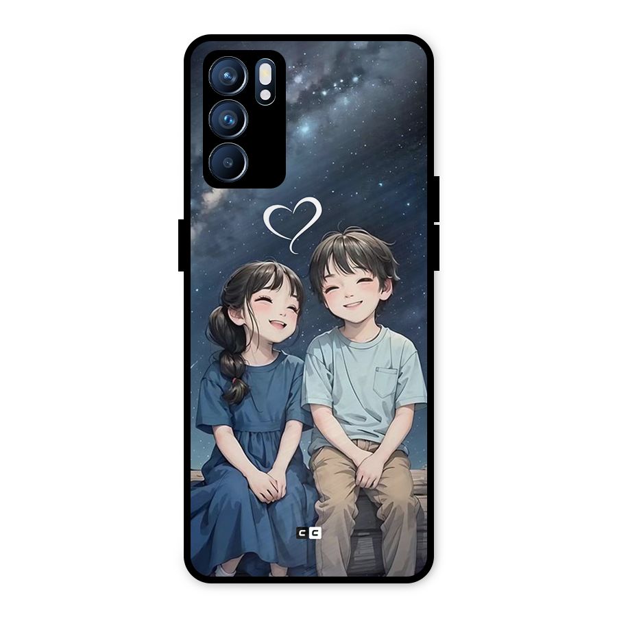 Cute Anime Teens Metal Back Case for Oppo Reno6 5G