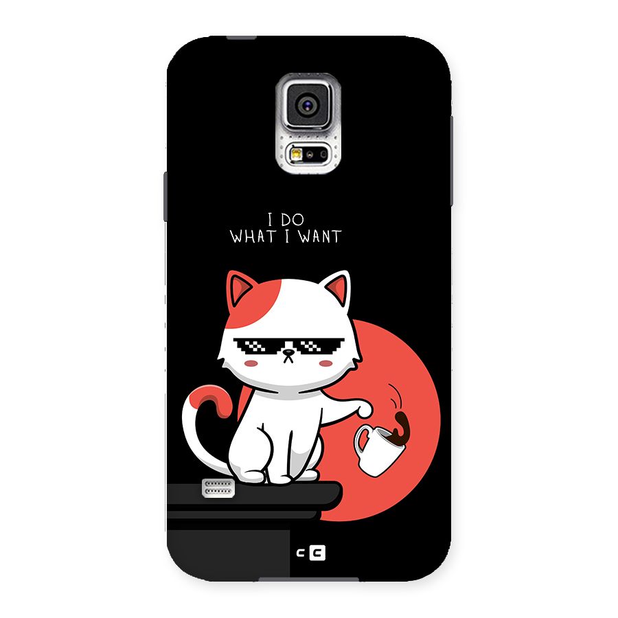 Cute Attitude Cat Back Case for Galaxy S5