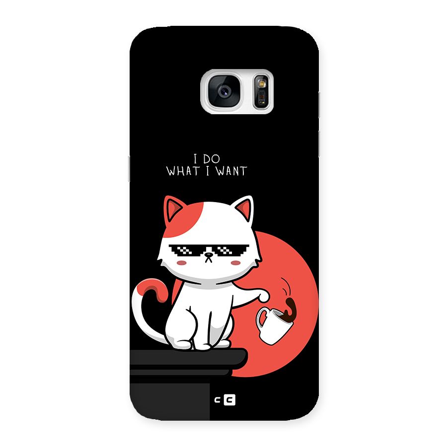 Cute Attitude Cat Back Case for Galaxy S7 Edge