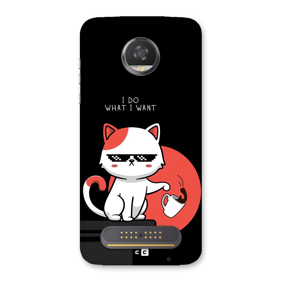 Cute Attitude Cat Back Case for Moto Z2 Play