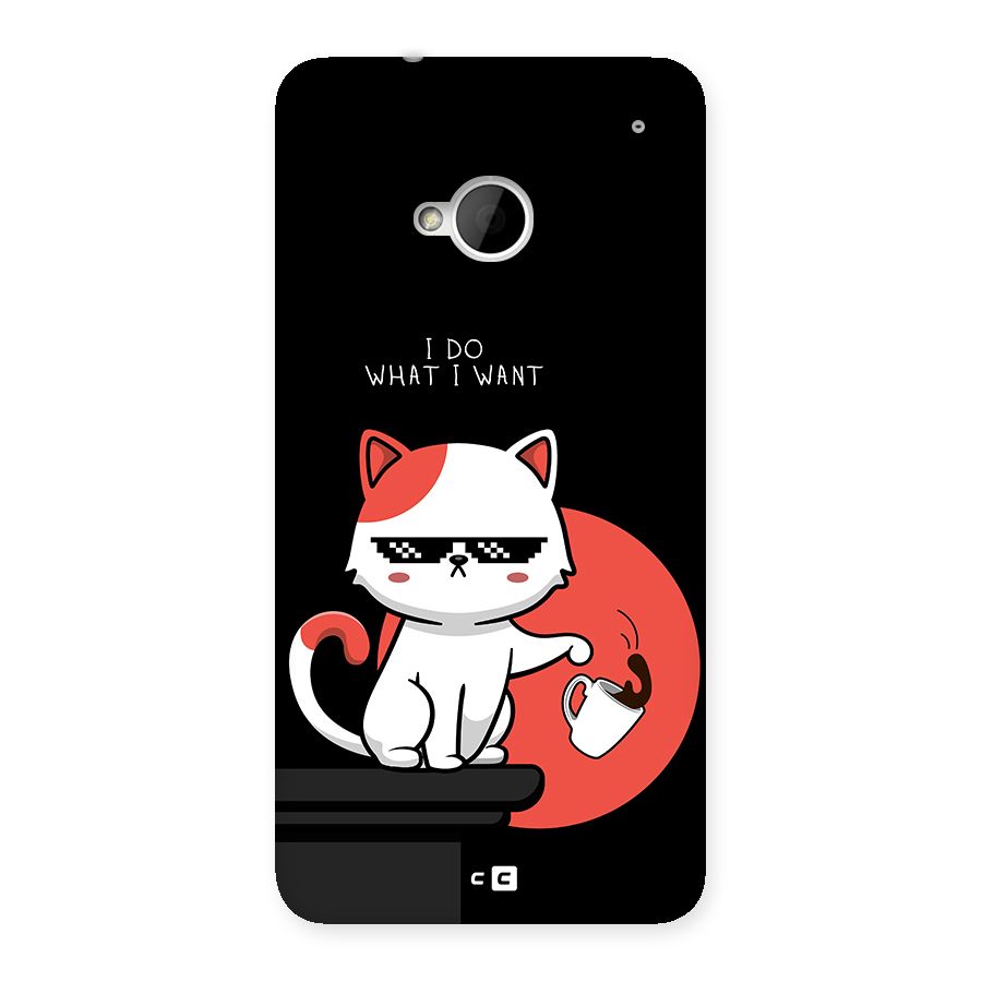 Cute Attitude Cat Back Case for One M7 (Single Sim)