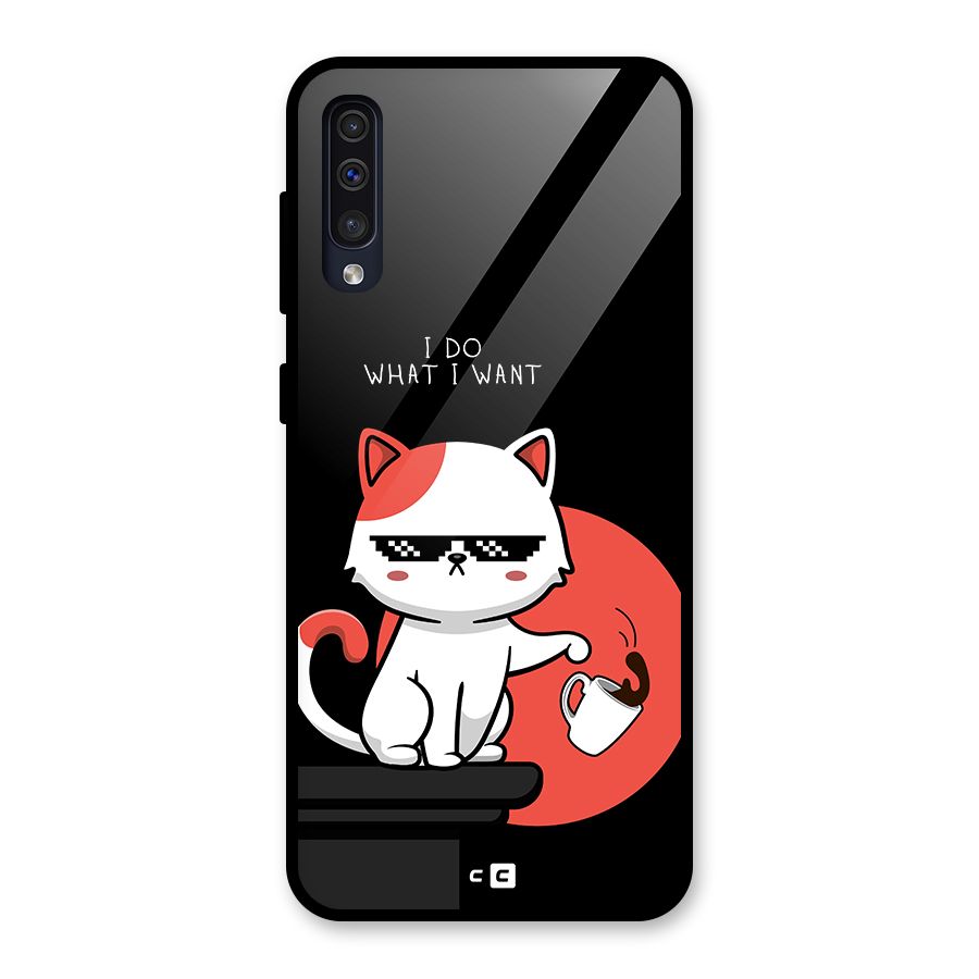 Cute Attitude Cat Glass Back Case for Galaxy A30s