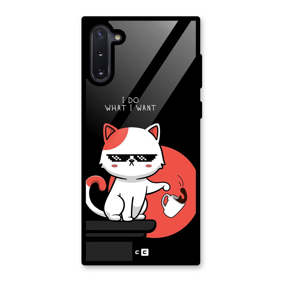 Cute Attitude Cat Glass Back Case for Galaxy Note 10