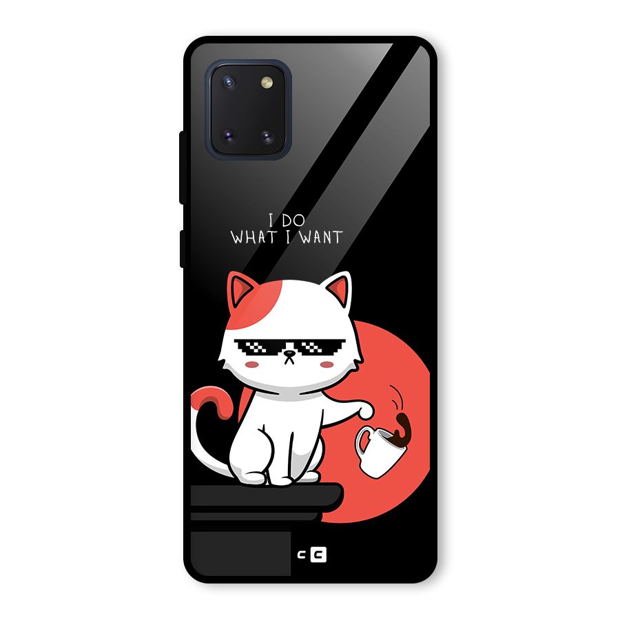 Cute Attitude Cat Glass Back Case for Galaxy Note 10 Lite