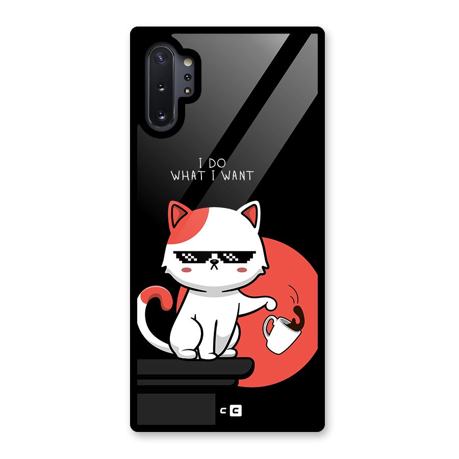 Cute Attitude Cat Glass Back Case for Galaxy Note 10 Plus