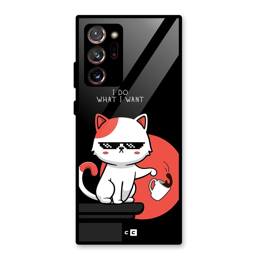 Cute Attitude Cat Glass Back Case for Galaxy Note 20 Ultra