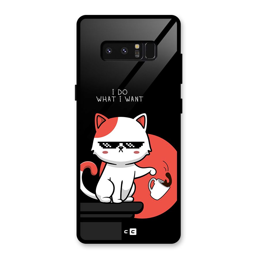 Cute Attitude Cat Glass Back Case for Galaxy Note 8