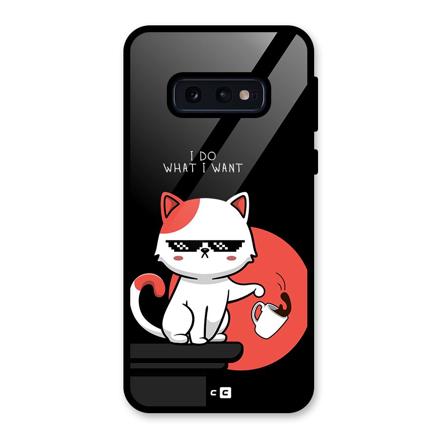 Cute Attitude Cat Glass Back Case for Galaxy S10e