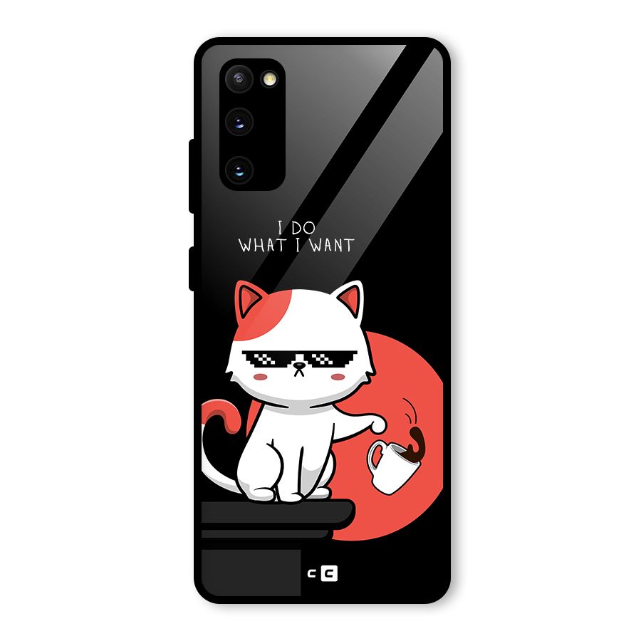 Cute Attitude Cat Glass Back Case for Galaxy S20 FE 5G