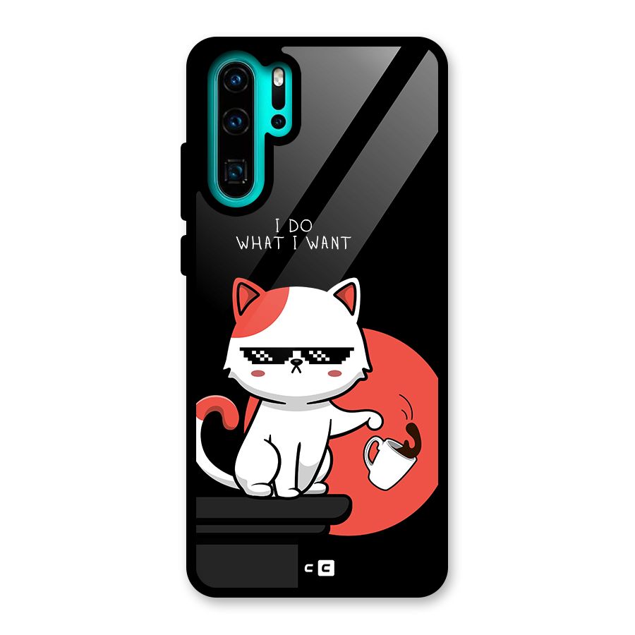 Cute Attitude Cat Glass Back Case for Huawei P30 Pro