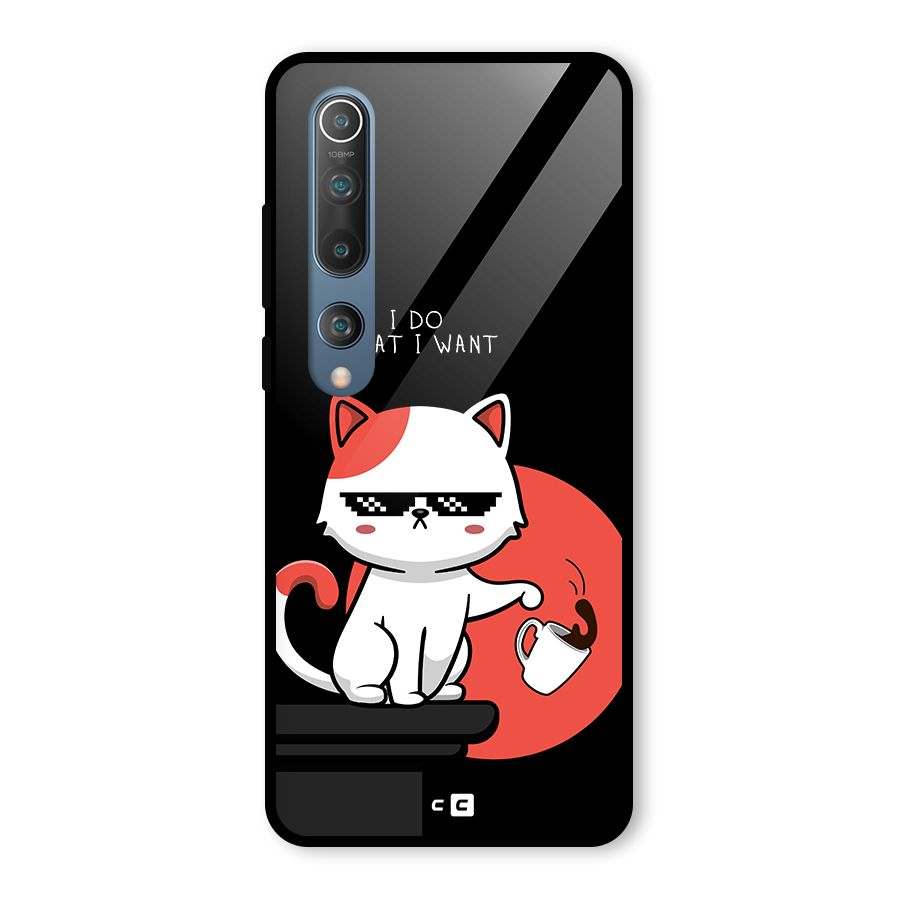 Cute Attitude Cat Glass Back Case for Mi 10