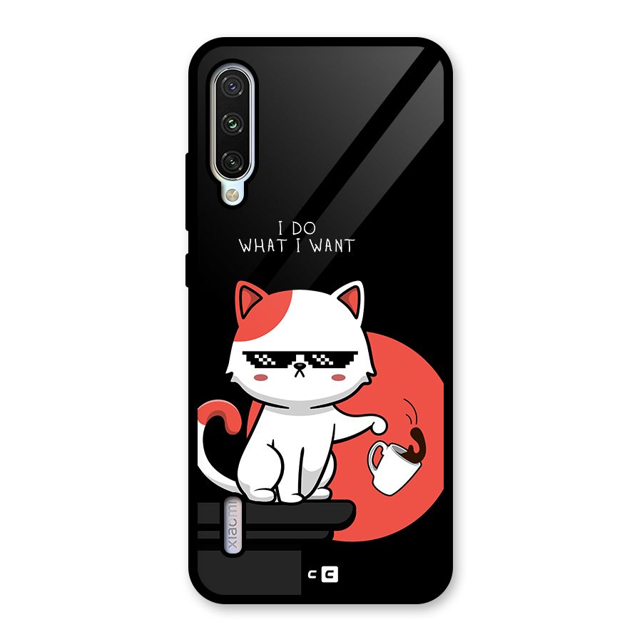 Cute Attitude Cat Glass Back Case for Mi A3