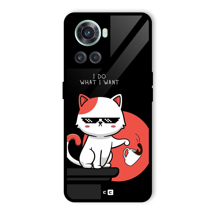 Cute Attitude Cat Glass Back Case for OnePlus 10R