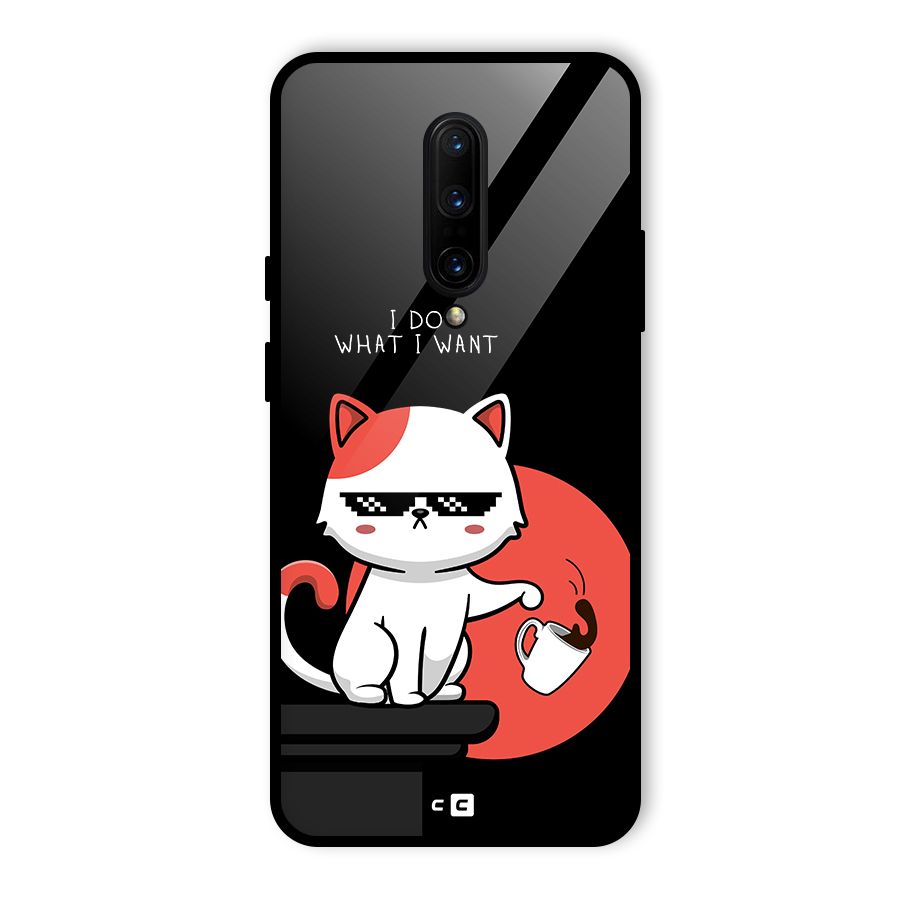 Cute Attitude Cat Glass Back Case for OnePlus 7 Pro