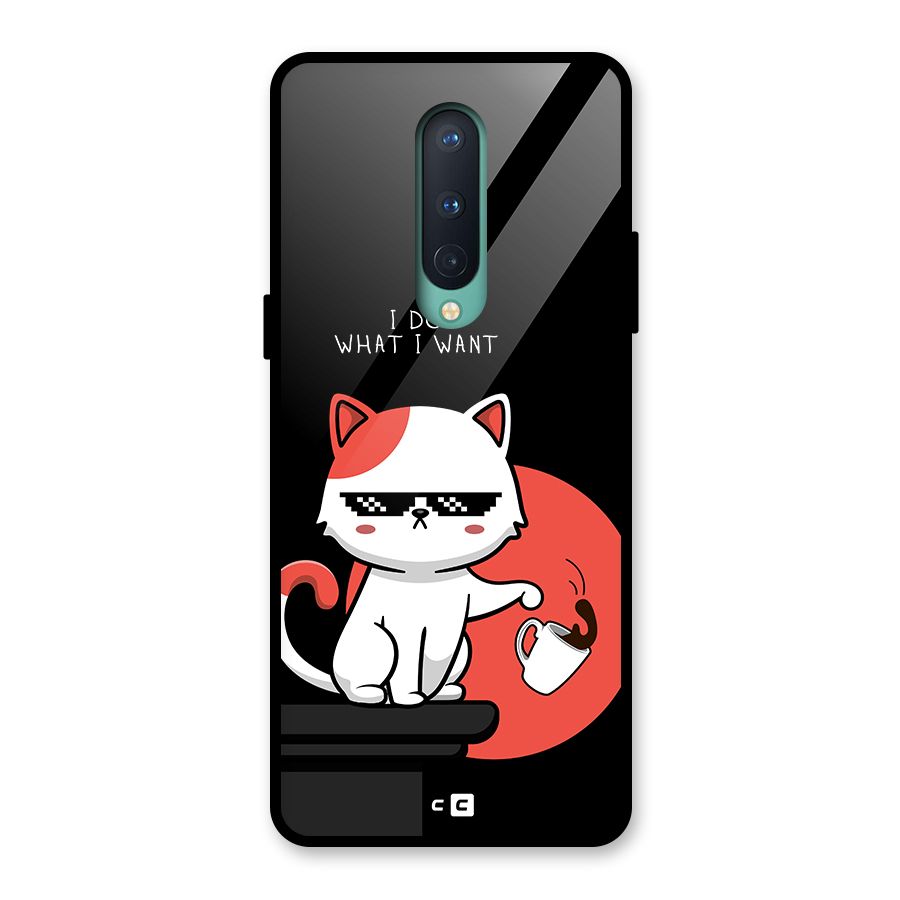 Cute Attitude Cat Glass Back Case for OnePlus 8