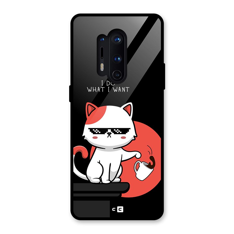 Cute Attitude Cat Glass Back Case for OnePlus 8 Pro
