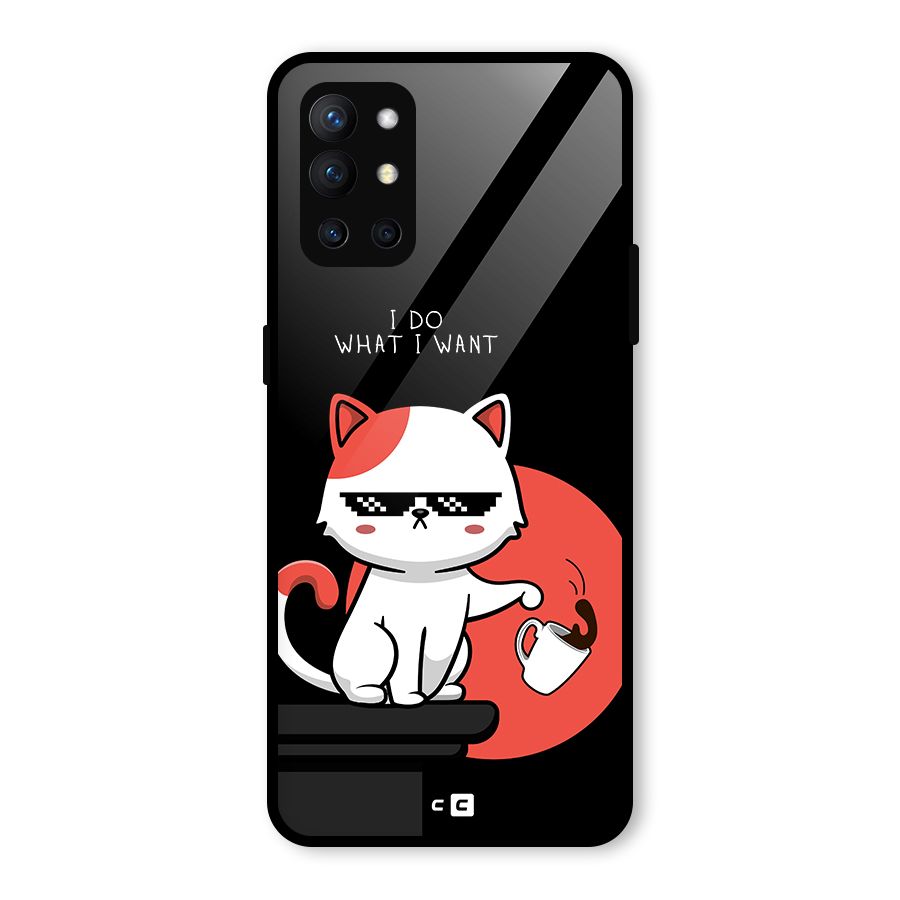 Cute Attitude Cat Glass Back Case for OnePlus 9R