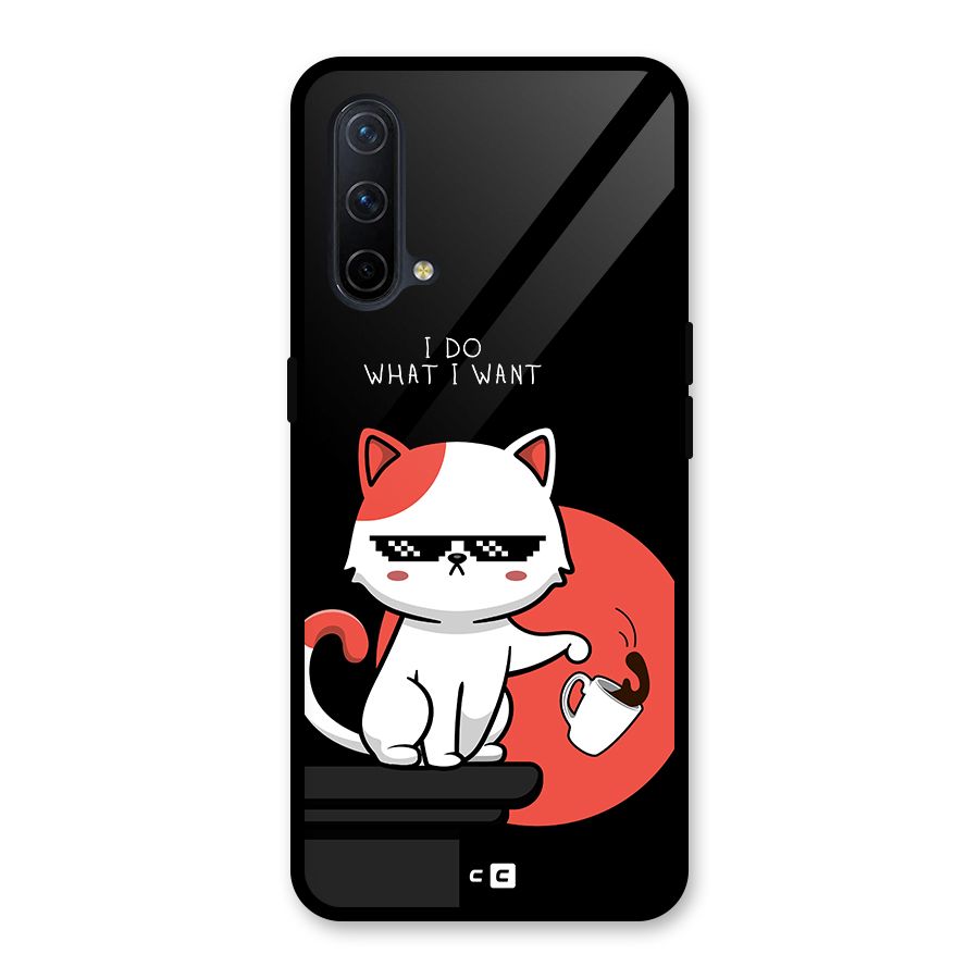 Cute Attitude Cat Glass Back Case for OnePlus Nord CE 5G