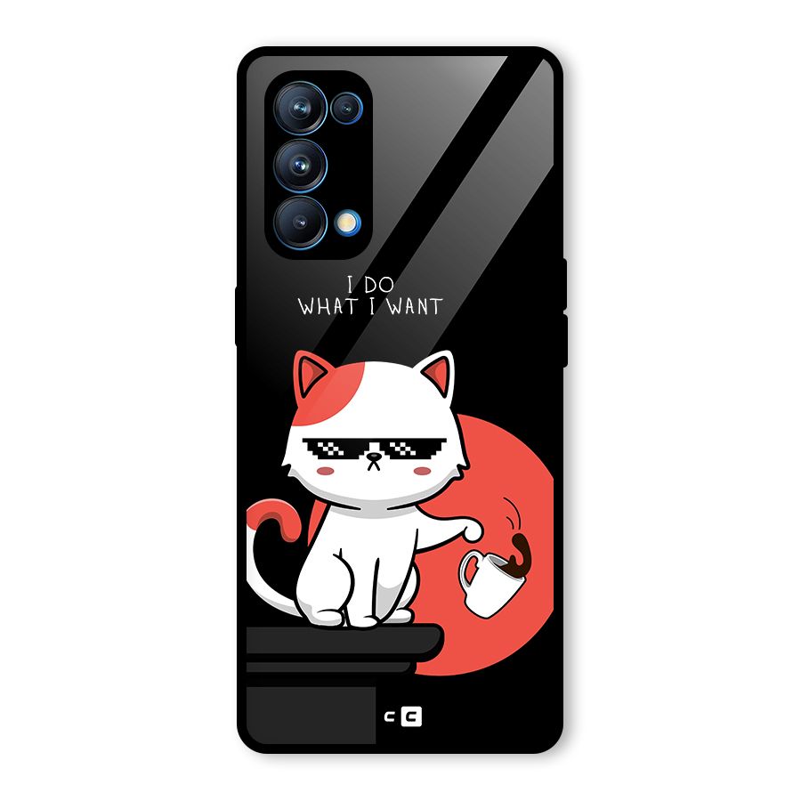 Cute Attitude Cat Glass Back Case for Oppo Reno5 Pro 5G