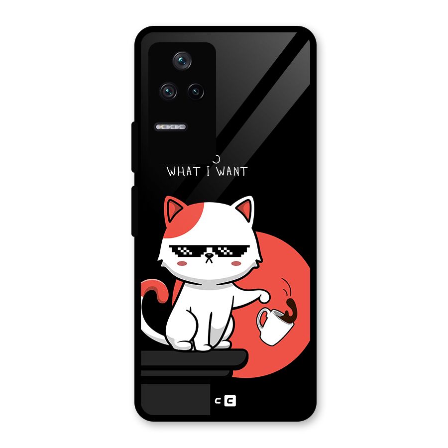 Cute Attitude Cat Glass Back Case for Poco F4 5G