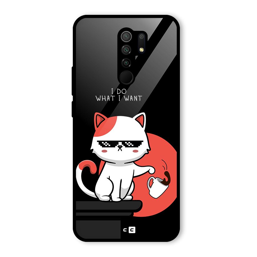 Cute Attitude Cat Glass Back Case for Poco M2